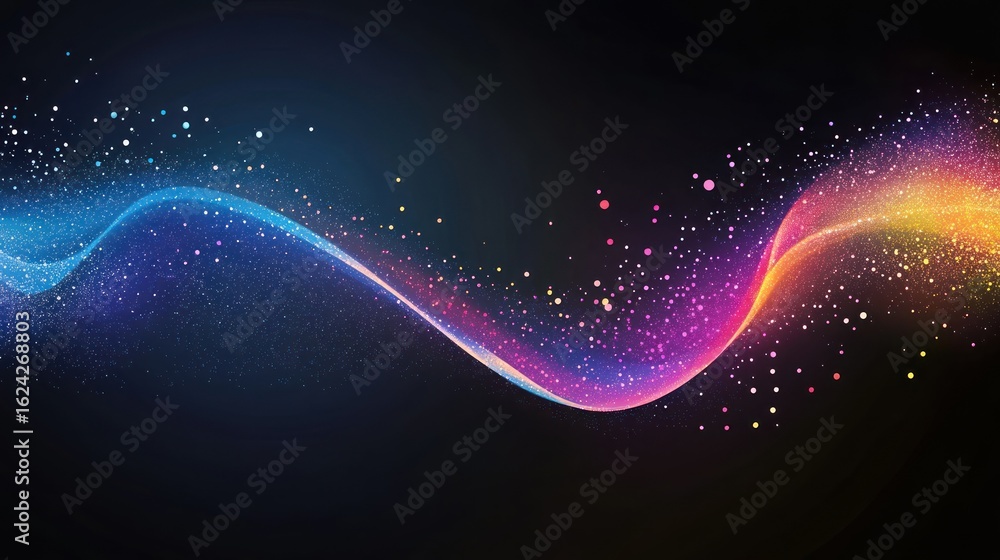 Poster abstract colorful wave pattern on dark background for digital art