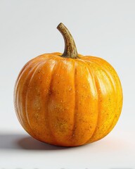 Close-Up of Vibrant Orange Pumpkin on Clean White Background for Autumn Harvest Season