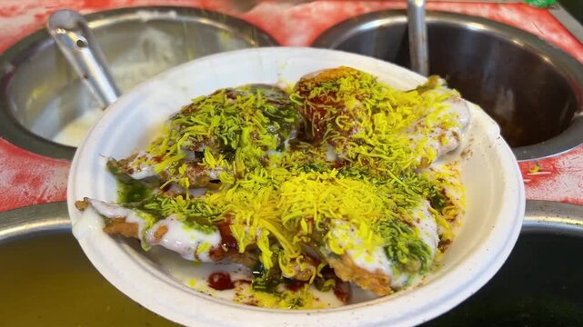 Benaras style papri chat sold in streets of Kolkata