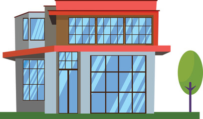 vector illustration of a orange and grey house