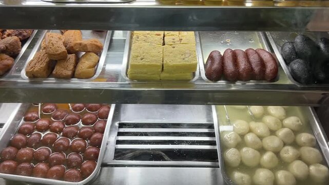 Bengali sweets arranged in a sweet meat shop in Kolkata