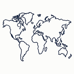 Fototapeta premium Stylized World Map Outline Drawing
