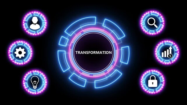 Business transformation conceptual graphic with and human icons ,Business, Internet and network concept.