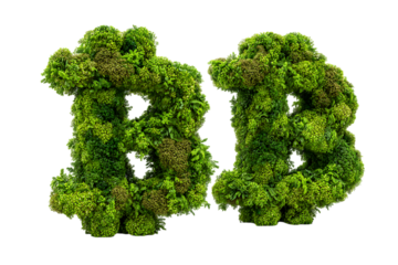 Cryptocurrency symbol made of moss.