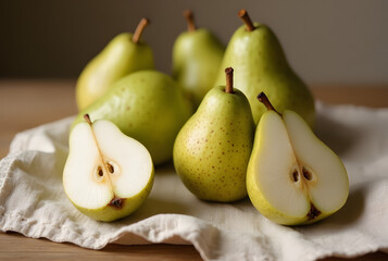 Green Pear Cut in Half