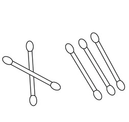 Cute cartoon hand drawn vector Cotton swab outline.