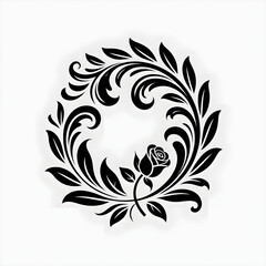 black and white floral ornament