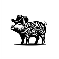 Fototapeta premium A pig wearing a cowboy hat