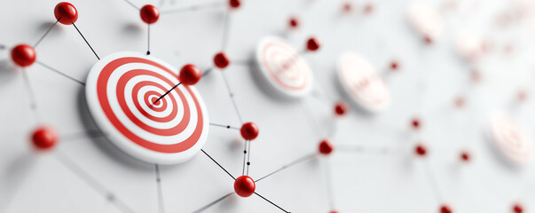 Red target points connected by lines on white background create striking visual effect