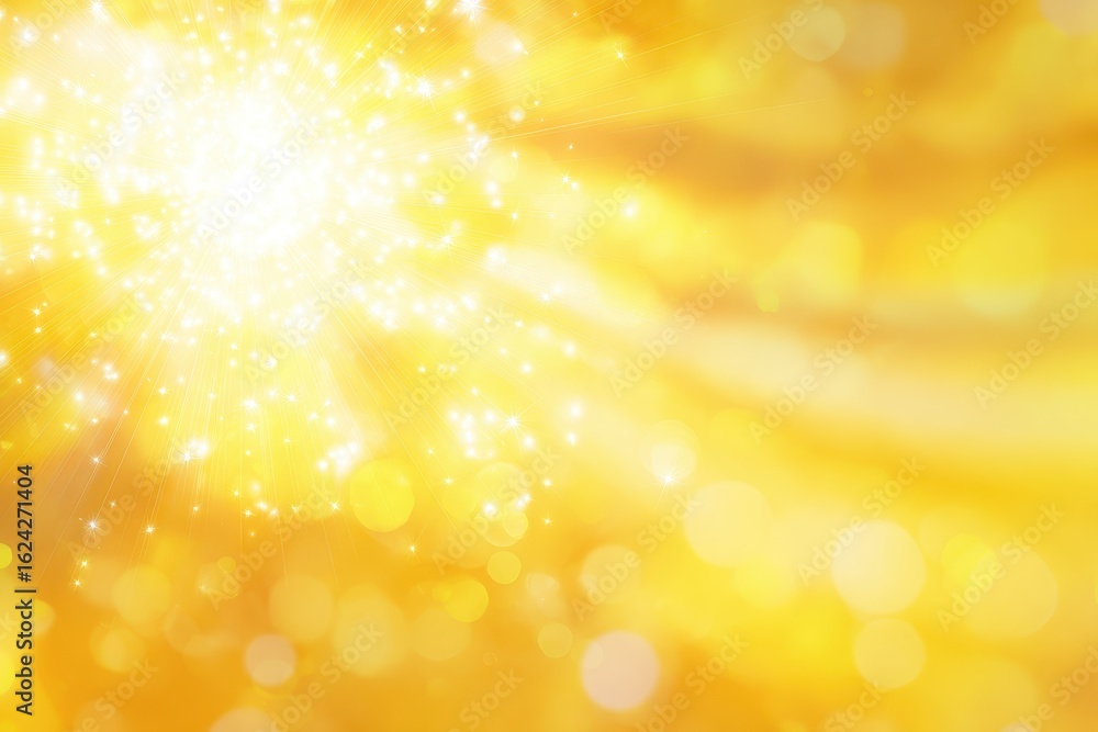 Poster sunlight effects create sparkles on a vivid yellow background during midday, enhancing the atmospher