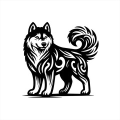 Obraz premium Tribal husky dog illustration