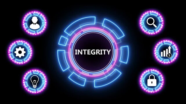 Conceptual integrity depicted with professionals in a futuristic digital environment. Business, Internet and network concept