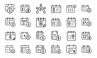 Bundle Icon Of Monthly Budget Control 