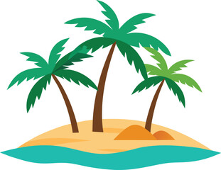 Tropical Island with Minimal Palm Trees
