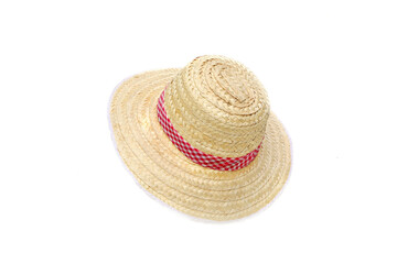 Straw hat isolated on white background.