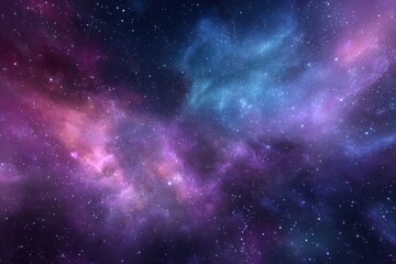 Naklejka premium Vibrant nebula illuminated by distant stars in a cosmic landscape, showcasing the beauty of outer space beyond our planet