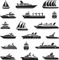 Modern ship silhouette icon for maritime and travel designs