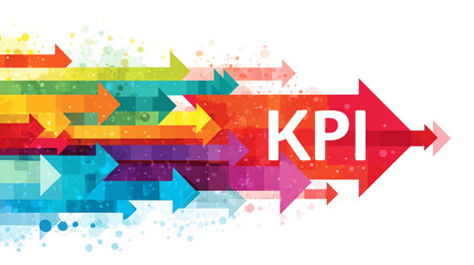 Colorful arrows pointing at KPI milestones create vibrant visual representation of progress