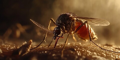 Cinematic slow motion shot of a mosquito withdrawing