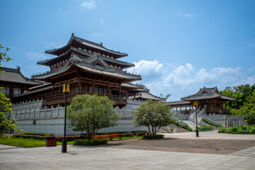 Traditional Asian Temple with Wooden Architecture