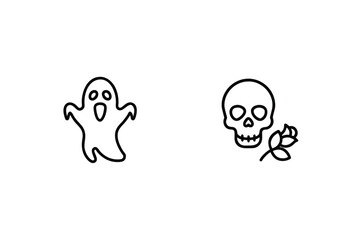 Ghost skull flower icons halloween spooky
