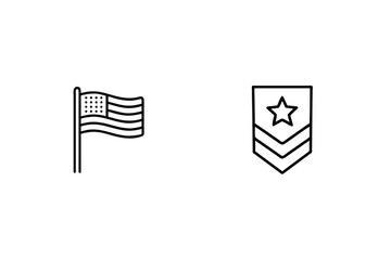 American flag and military rank insignia star stripes