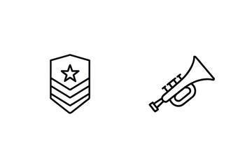 Military rank insignia and brass instrument star stripes