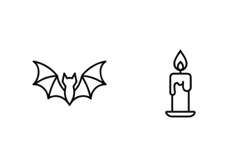 Bat and candle icons halloween spooky