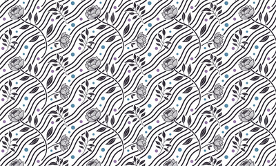 Fototapeta premium Seamless patterns, abstract organic line, memphis dots, flowers peonies, white backgrounds vector art illustration