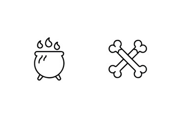 Cauldron with bubbling liquid and crossed bones vector