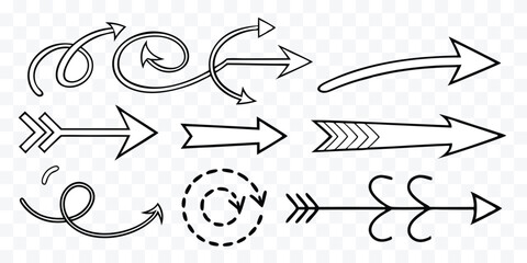Hand Drawn Arrow Vector Set Directional Symbols Collection for Web Design and Infographics Creative Presentation Ideas