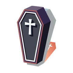Obraz premium Illustration of a coffin with a cross isolated on white background