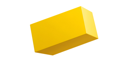 Bright yellow cube isolated on transparent background