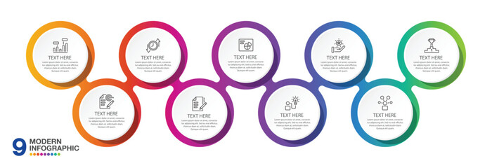 Infographic design with icons and 9 options or steps. Infographics business concept for info graphics
