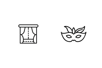 Stage curtains and masquerade mask theatre performance