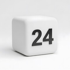 3D Calendar Cube with Number 24 — Date Reminder, Schedule Icon, or Time Management Symbol