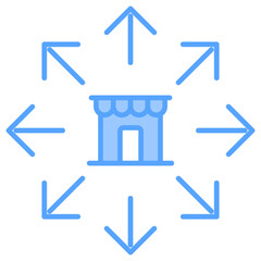 Market Expansion Blue Icon