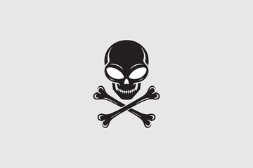  alien skull and crossbones illustration vector