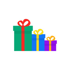 Gift box icon in trendy flat style. Holiday decoration presents. Festive gift surprise. Vector illustration.