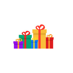 Gift box icon in trendy flat style. Holiday decoration presents. Festive gift surprise. Vector illustration.
