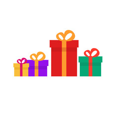 Gift box icon in trendy flat style. Holiday decoration presents. Festive gift surprise. Vector illustration.