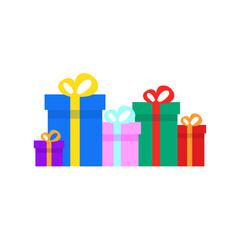 Gift box icon in trendy flat style. Holiday decoration presents. Festive gift surprise. Vector illustration.
