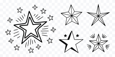 Obraz premium Collection of Hand Drawn Star Illustrations Isolated on White Background Showcasing Creativity and Artistic Expression with Stellar Designs