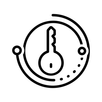 Vector black line icon for Key