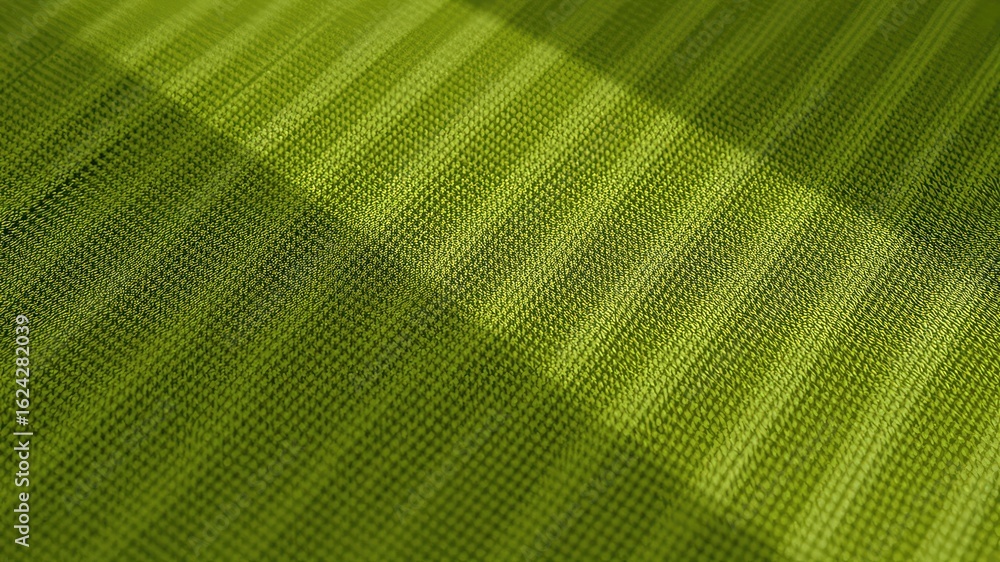 Poster abstract closeup of woven fabric in a vibrant green color, displaying a textured surface with shadow