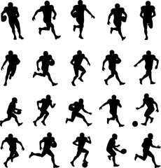 American Football Player Silhouette Collection" vector bundle
