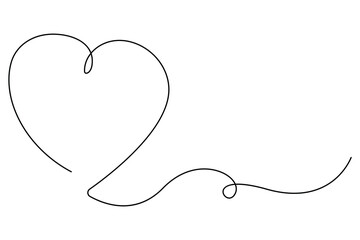 A heart line icon symbolizing love in outline style drawn in continuous single line vector illustrator
