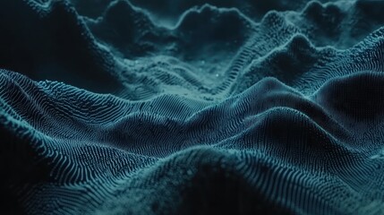 Abstract Digital Waveform in Dark Blue with Glowing Data Points for Technology and Data Visualization