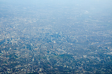 Aerial view across central London