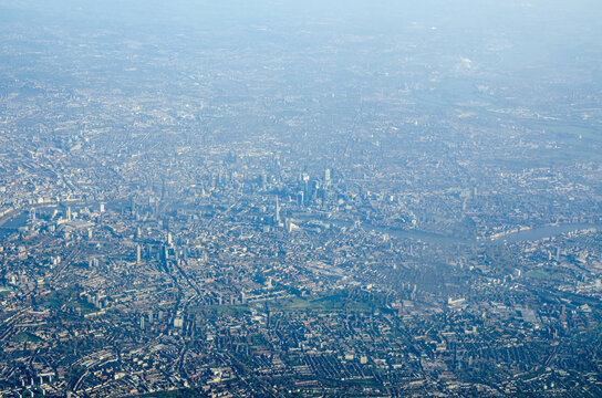 Aerial view across central London